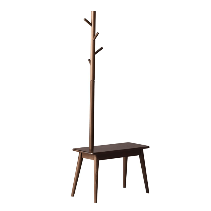 Alfie Solid Wood Coat Rack with Shoe Stool