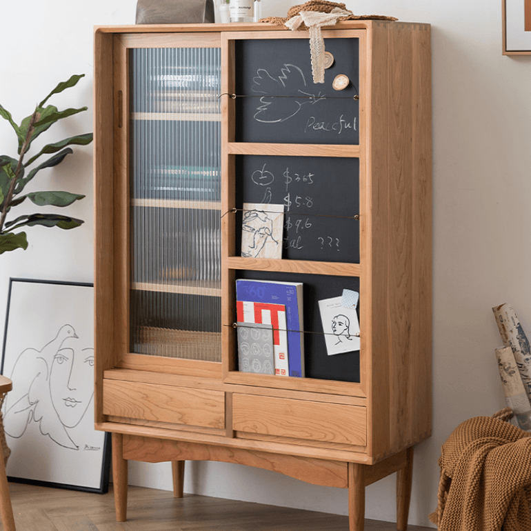 Anoushka Wood Bookcase With Chalkboard