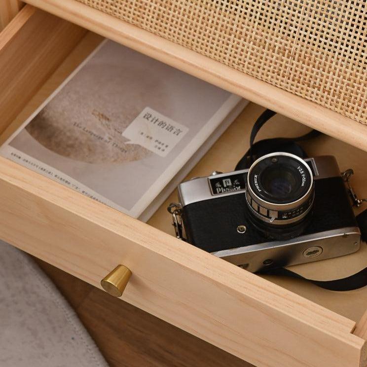Aronne Rattan Drawer Nightstand