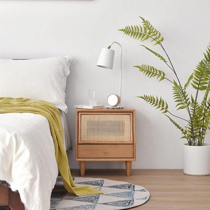 Aronne Rattan Drawer Nightstand