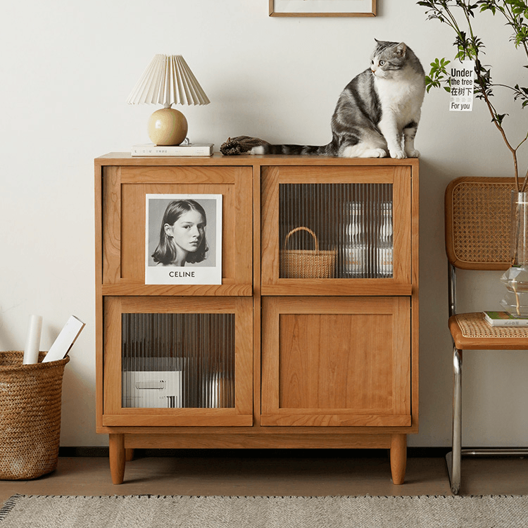 Astrid Wood Bookcase with Tilt Up Door