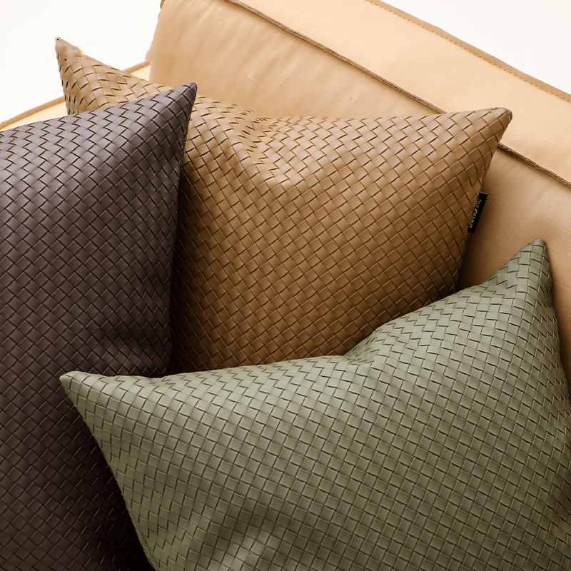 Braided Leather Throw Pillow Cover & Insert