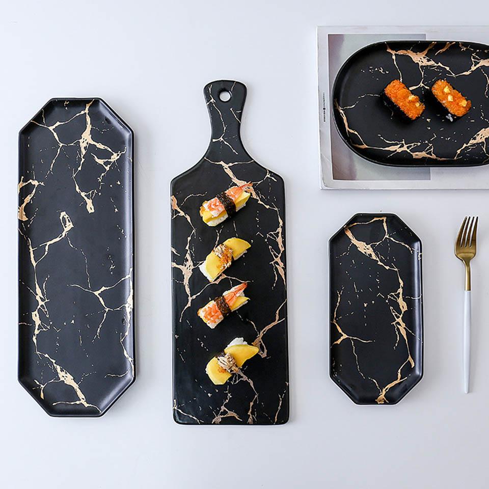 Camila Marble Ceramic Sushi Plate