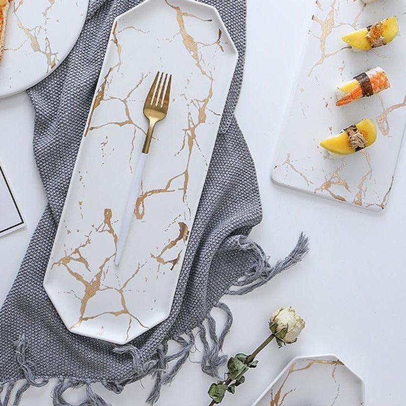 Camila Marble Ceramic Sushi Plate