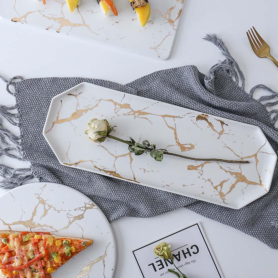 Camila Marble Ceramic Sushi Plate