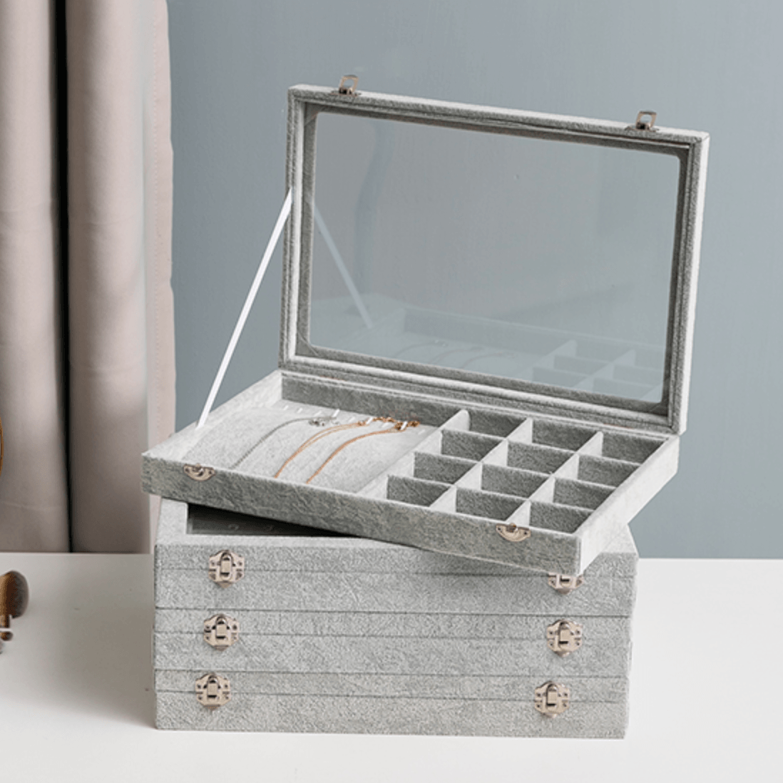 Faux Glass Top Jewelry Box