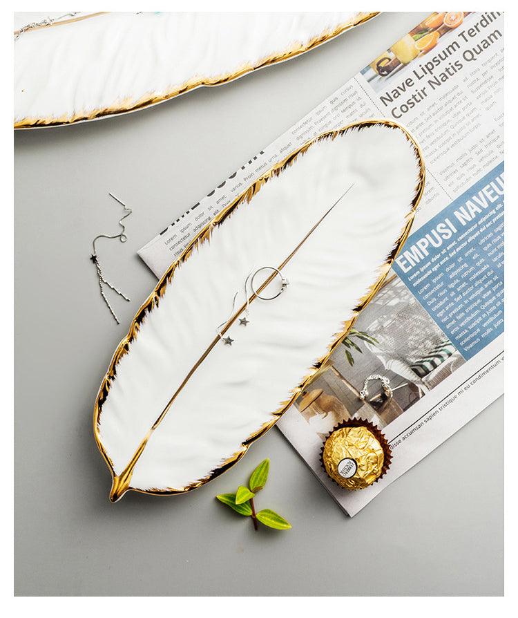 Feather Shape Ceramic Plate
