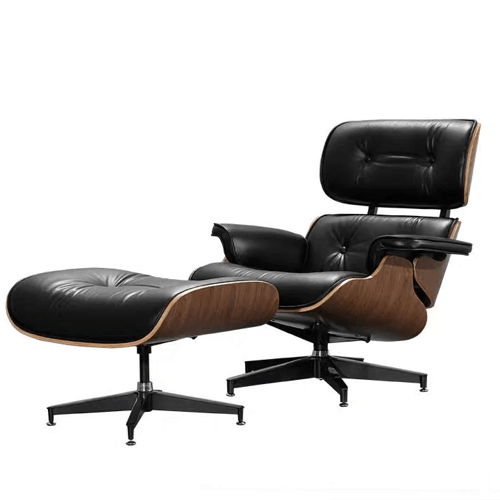 Galina Leather Lounge Chair with Ottoman