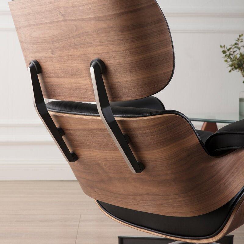 Galina Leather Lounge Chair with Ottoman