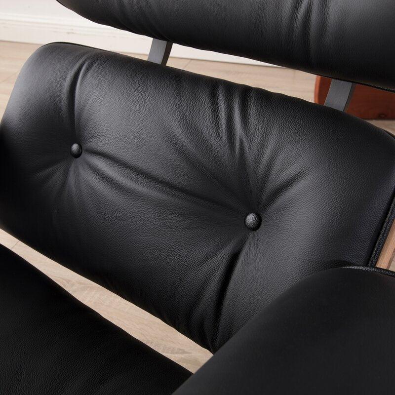 Galina Leather Lounge Chair with Ottoman