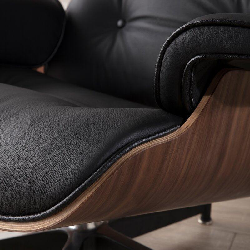 Galina Leather Lounge Chair with Ottoman