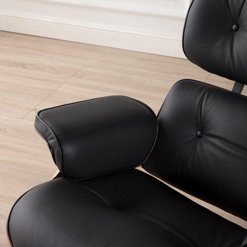 Galina Leather Lounge Chair with Ottoman