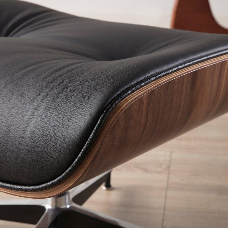 Galina Leather Lounge Chair with Ottoman