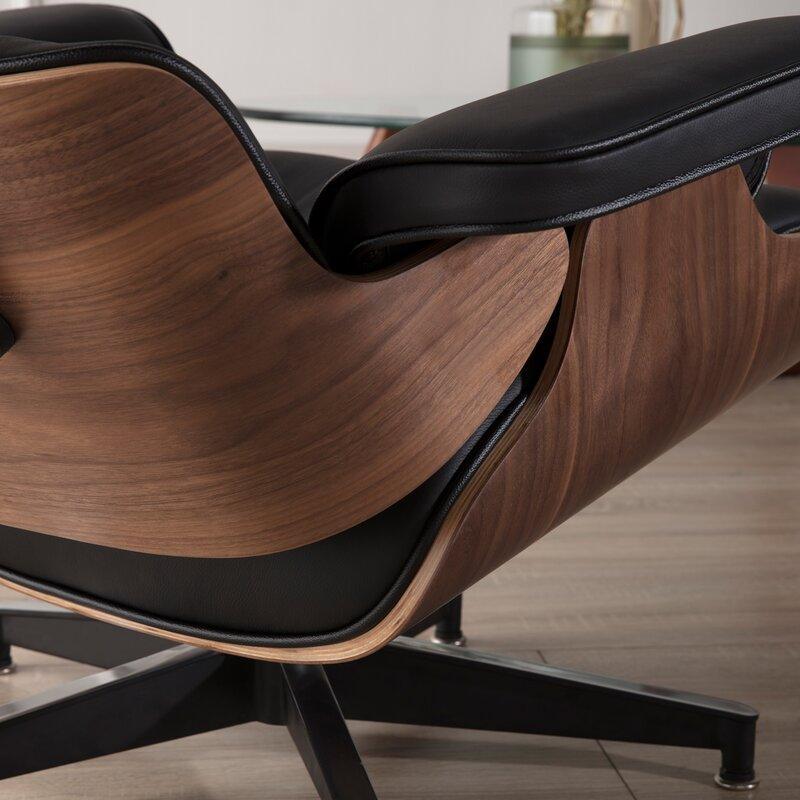 Galina Leather Lounge Chair with Ottoman